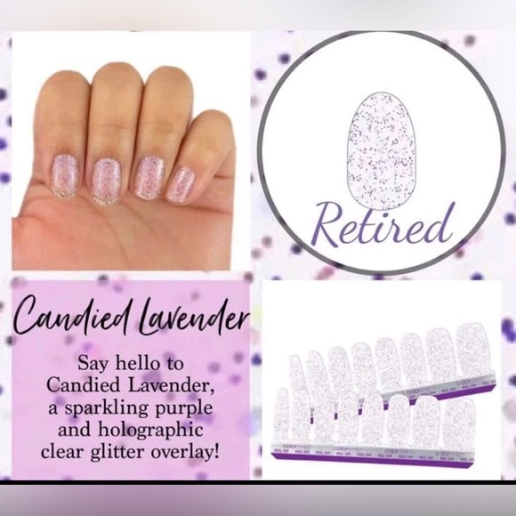 Color Street CANDIED LAVENDER Purple & Holographic Glitter Clear Overlay Set - Picture 7 of 7